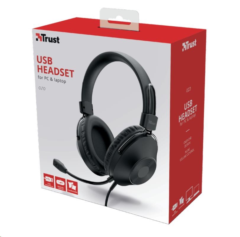 TRUST sluchátka s mikrofonem Ozo Over-Ear USB Headset6 