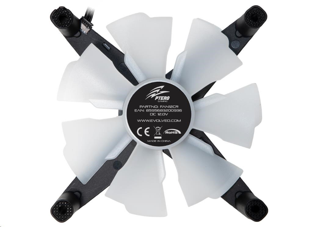 EVOLVEO Ptero 12CR,  PWM,  4pin,  LED červená,  12V ventilátor 120mm2 