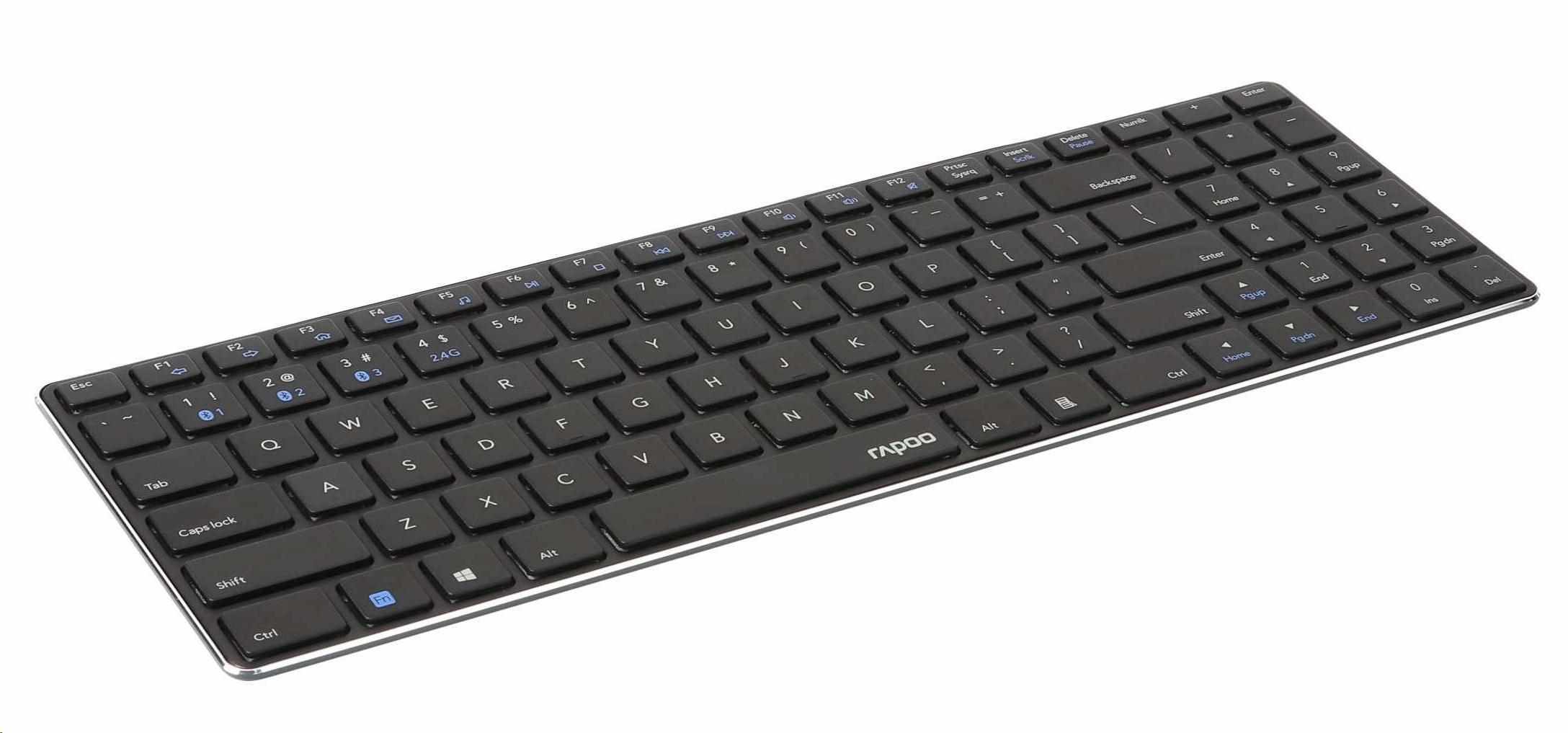 RAPOO klávesnice E9100M,  bezdrátová,  Ultra-slim,  CZ/ SK,  černá5 