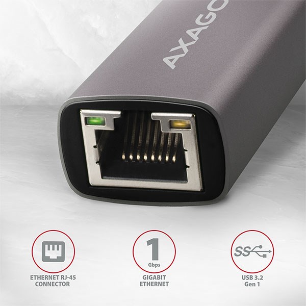 AXAGON ADE-TR,  USB-A 3.2 Gen 1 - Gigabitová sieťová karta Ethernet,  automatická inštalácia,  titánovo šedá0 