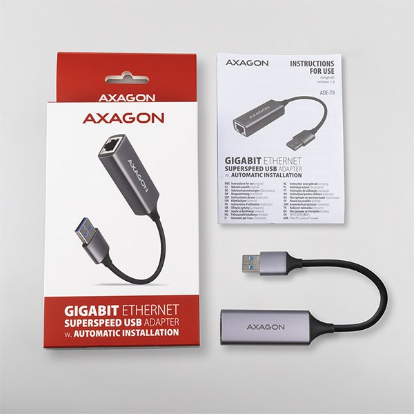 AXAGON ADE-TR,  USB-A 3.2 Gen 1 - Gigabitová sieťová karta Ethernet,  automatická inštalácia,  titánovo šedá4 