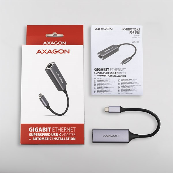 AXAGON ADE-TRC,  USB-C 3.2 Gen 1 - Gigabitová sieťová karta Ethernet,  automatická inštalácia,  titánovo šedá5 