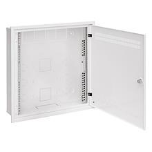 Solarix rozvaděč LC-18 do zdi s lištami 2U,  4U a 11U,  550x550 bílá RAL9003 s rámečkem k zazdění LC-18-55-15-W-W2 