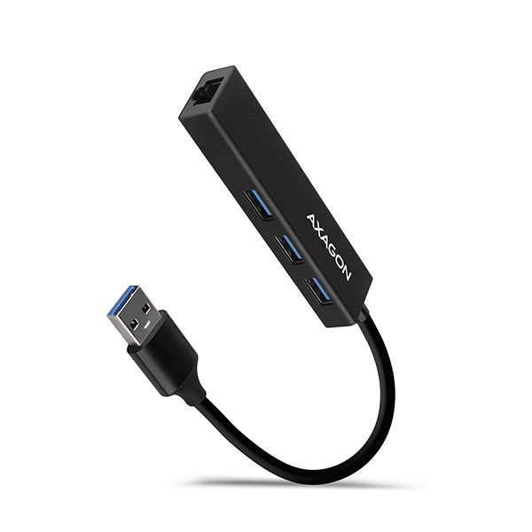 AXAGON HMA-GL3A,  USB 3.rozbočovač 2. generácie,  porty 3x USB-A + Gigabit Ethernet,  kov,  kábel USB-A 20 cm0 