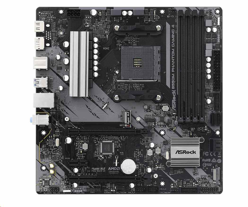 ASRock MB Sc AM4 B550M PHANTOM GAMING 4,  AMD B550,  4xDDR4,  1xDP,  1xHDMI,  mATX2 