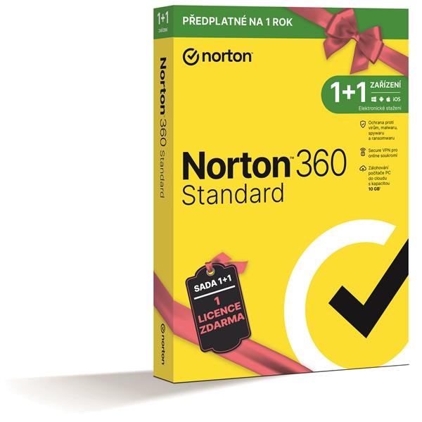 NORTON 360 STANDARD 10 GB + VPN,  1+1 používateľ pre 1 zariadenie na 1 rok BOX2 