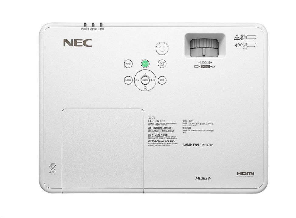 NEC Projektor 3LCD ME383W 3800 Ansi 3LCD /  WXGA /  1280x800 /  Ratio 1.2-2.1:1,  16000:13 