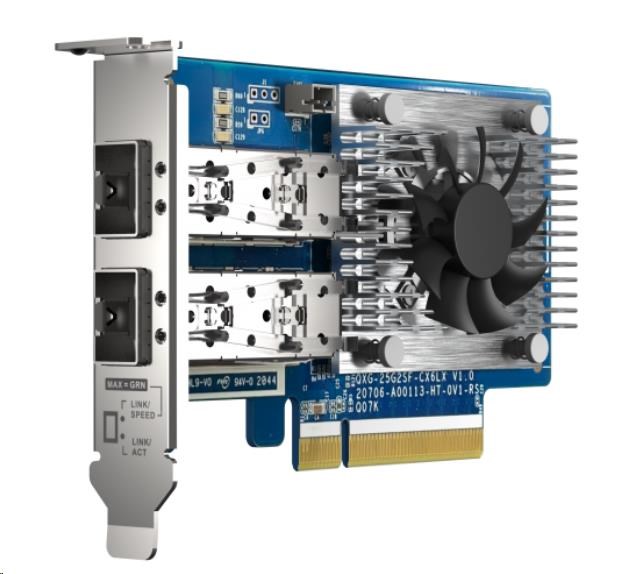 QNAP QXG-25G2SF-CX6 - 25GbE (2porty) PCIe karta; nízky profil; PCIe Gen4 x82 
