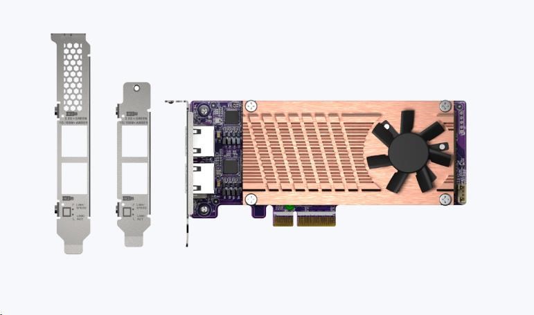 QNAP QM2 series, 2 x PCIe 2280 M.2 SSD slots, PCIe Gen3 x 4, 2 x Intel I225LM 2.5GbE NBASE-T port3 
