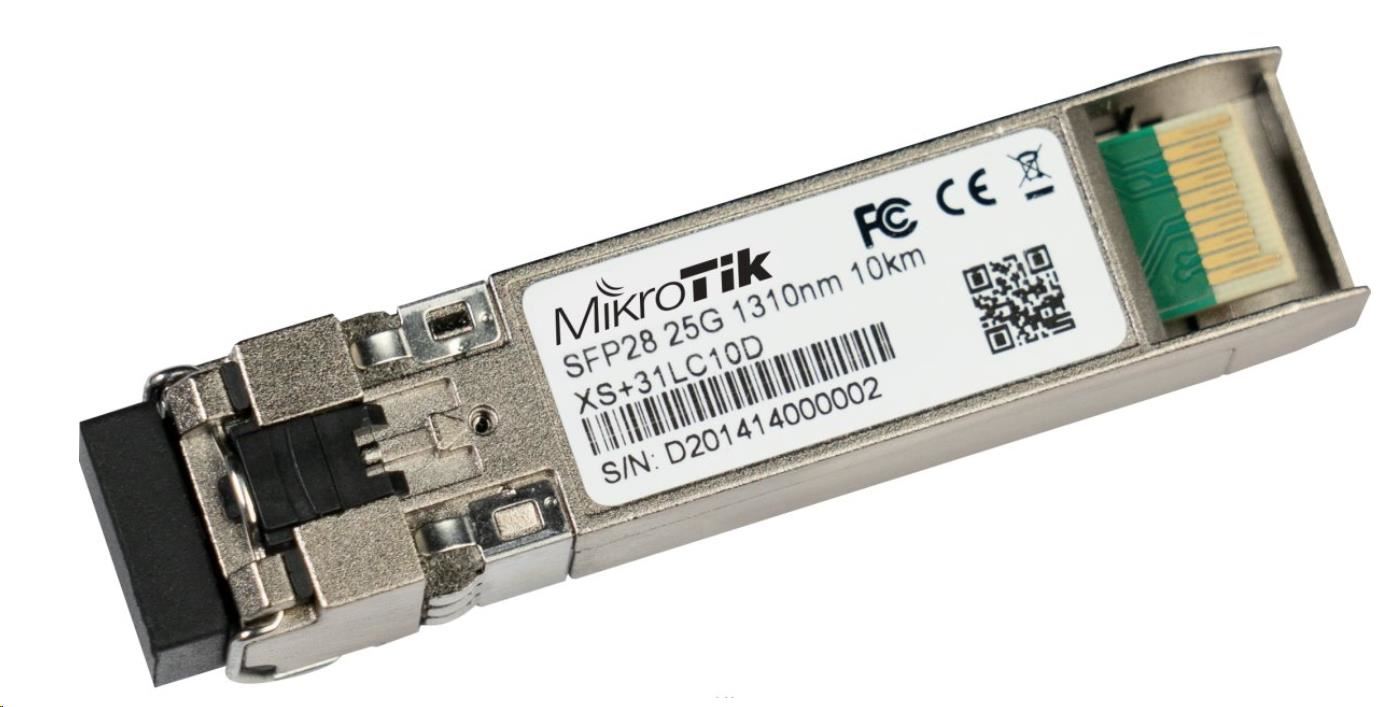Mikrotik SFP/ SFP+/ SFP28 optický modul XS+31LC10D,  SM,  1/ 10/ 25Gbps,  1310nm,  10km,  2xLC0 