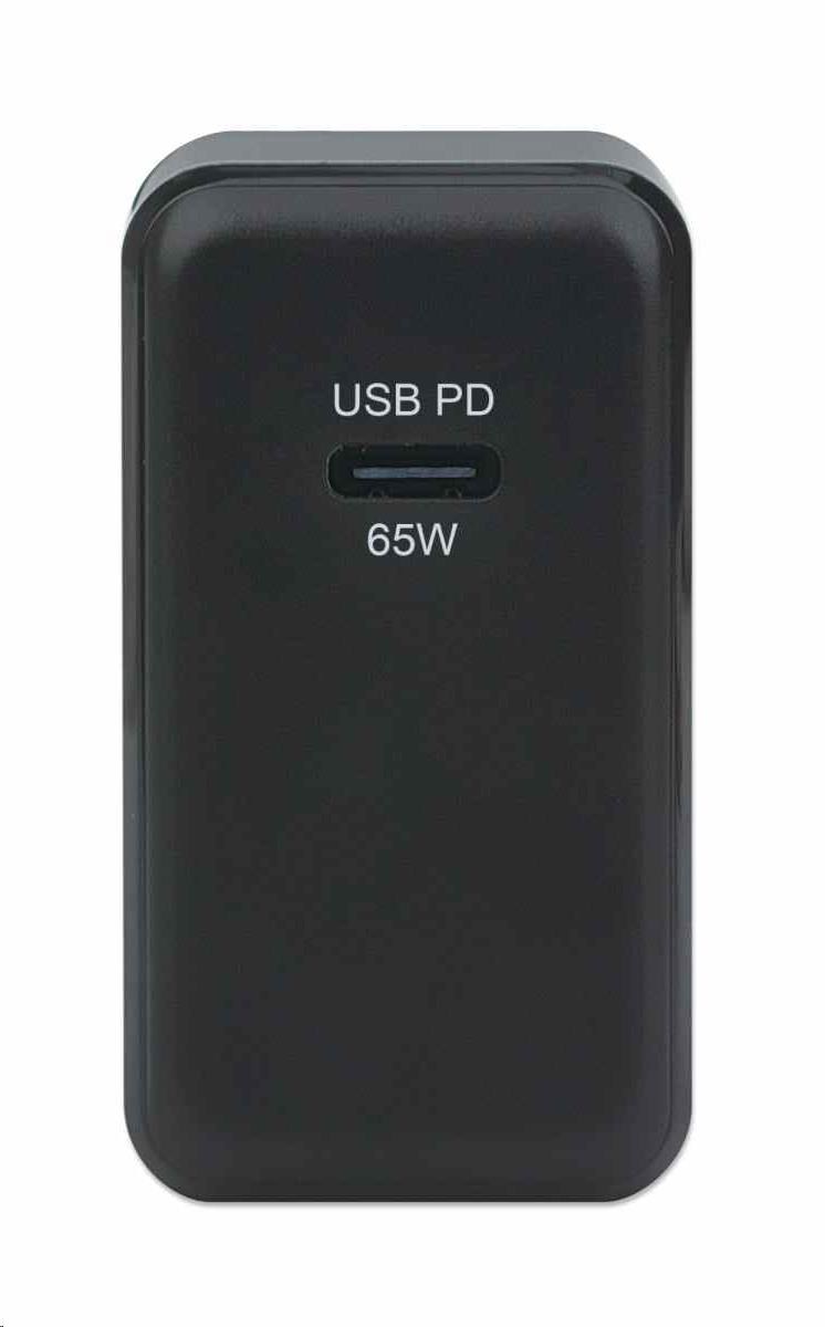 Nabíjačka Manhattan - 65 W,  USB-C Power Delivery (PD),  vymeniteľné zástrčky pre USA,  EÚ a Veľkú Britániu,  čierna1 