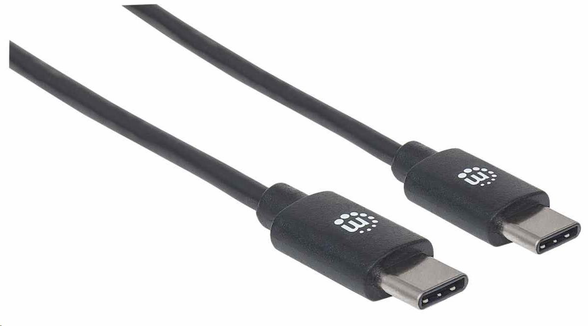 Kábel Manhattan USB-C,  USB 2.0,  samec na samca,  480 Mb/ s,  1 m,  čierna1 
