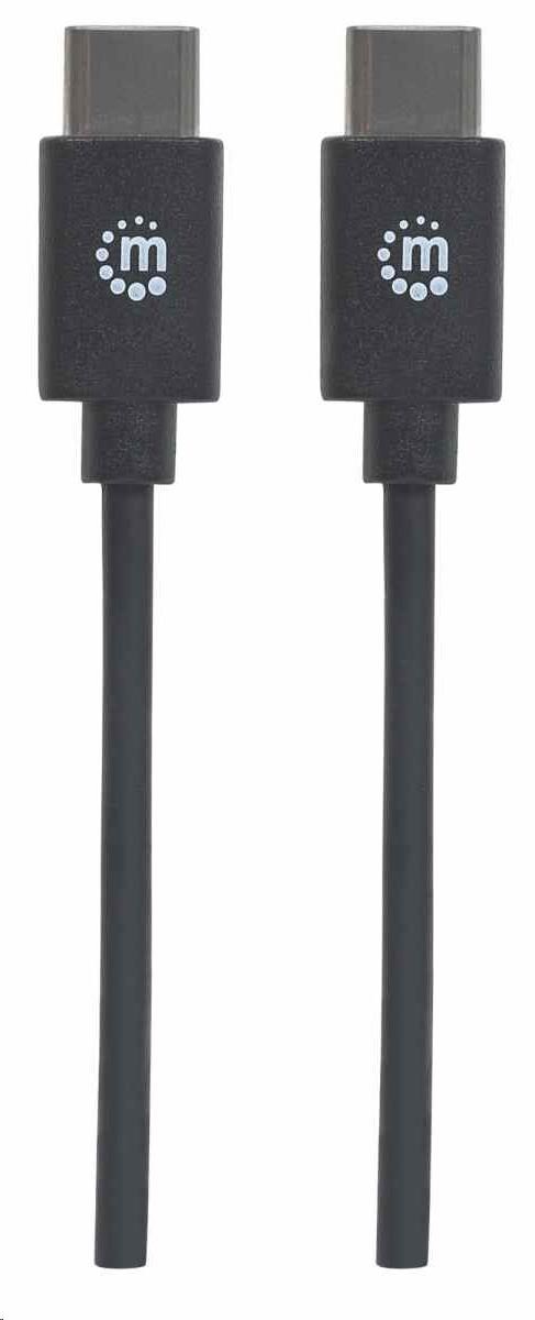 Kábel Manhattan USB-C,  USB 2.0,  samec na samca,  480 Mb/ s,  1 m,  čierna3 