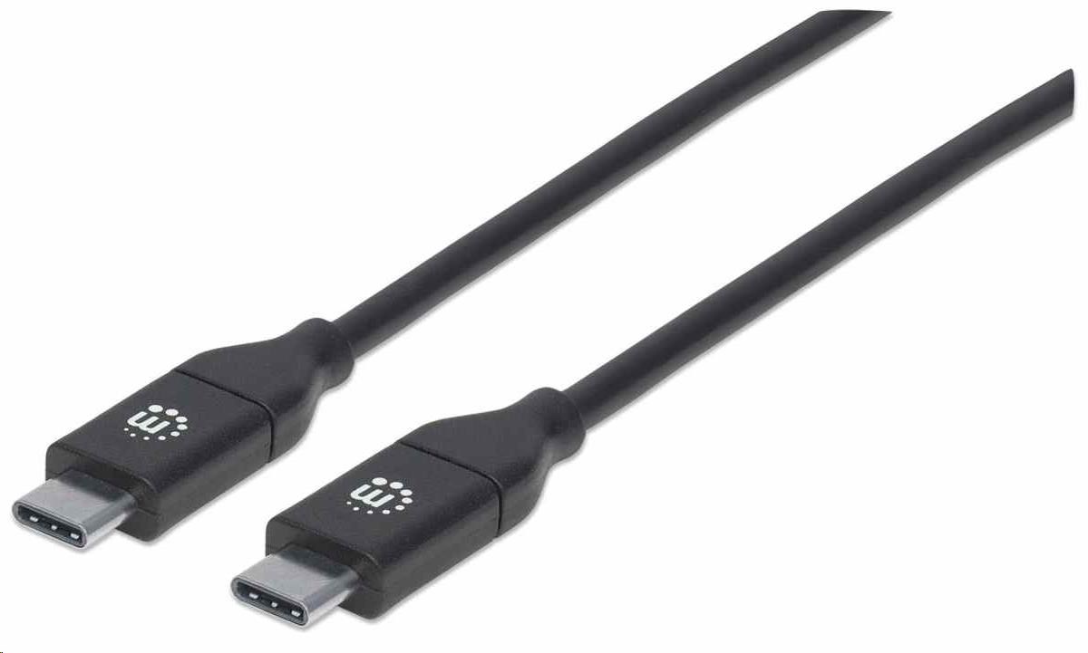 Kábel Manhattan USB-C,  USB 2.0,  samec na samca,  480 Mb/ s,  5 A,  2 m,  čierna3 