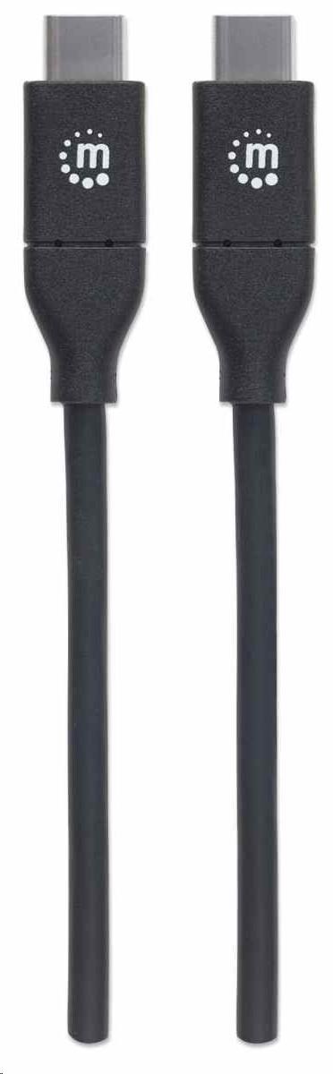 Kábel Manhattan USB-C,  USB 2.0,  samec na samca,  480 Mb/ s,  5 A,  2 m,  čierna1 