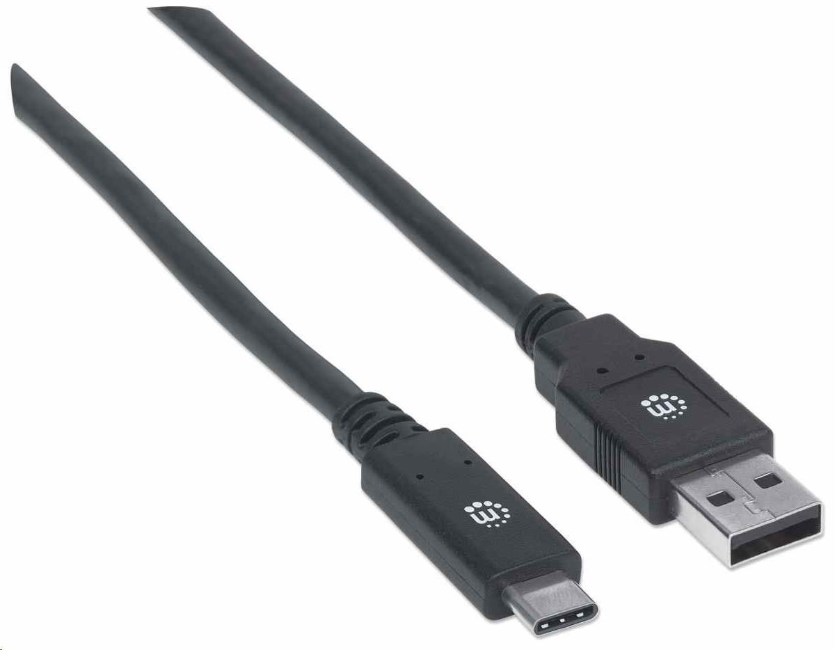 Kábel USB Manhattan,  USB 3.2 Gen 1,  USB-A samec na USB-C samec,  5 Gb/ s,  2 m,  čierna2 