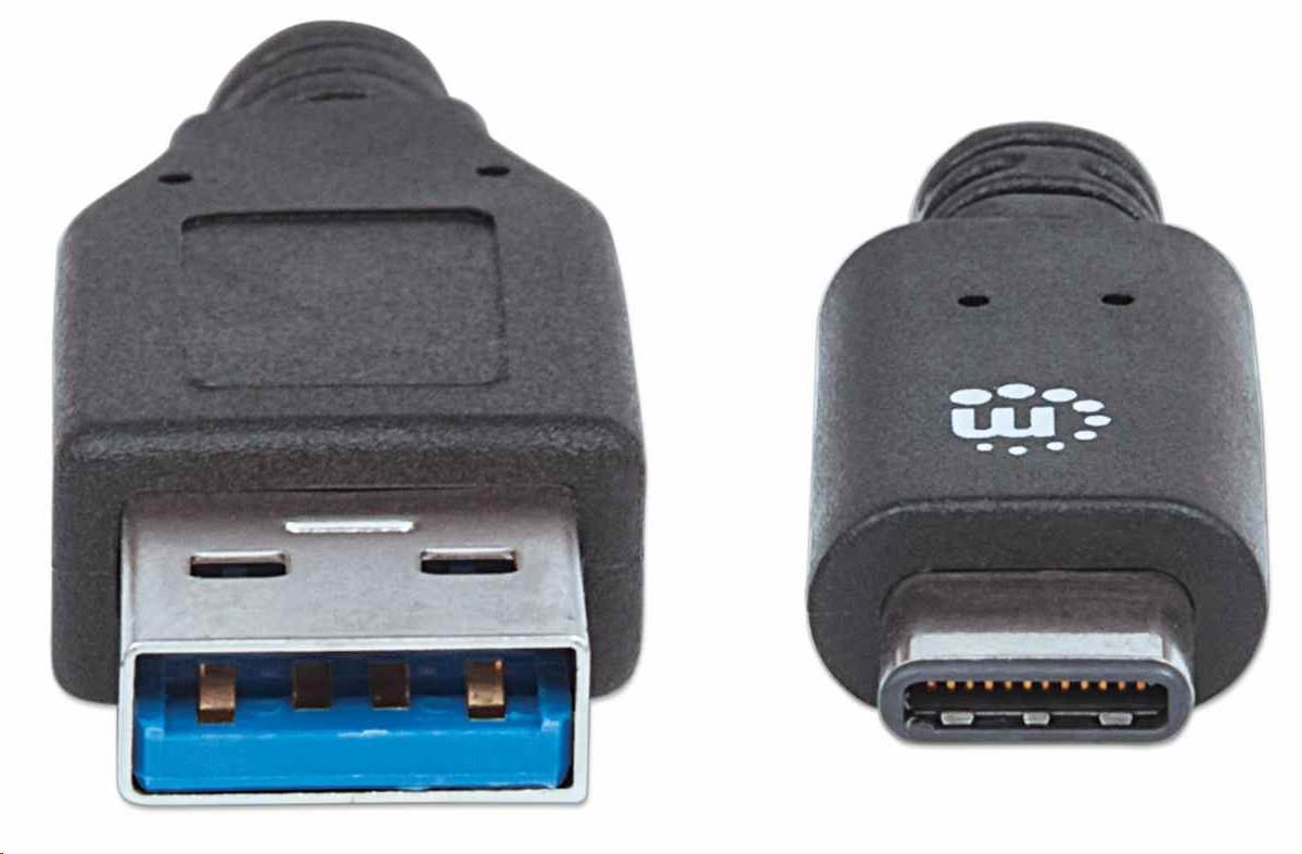 Kábel USB Manhattan,  USB 3.1 Gen 2,  USB-A samec na USB-C samec,  10 Gb/ s,  50 cm,  čierna2 