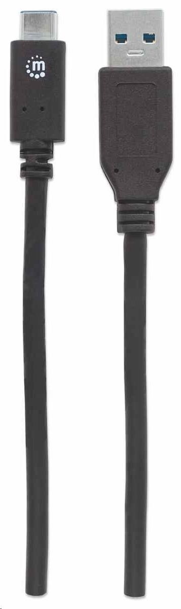 Kábel USB Manhattan,  USB 3.1 Gen 2,  USB-A samec na USB-C samec,  10 Gb/ s,  50 cm,  čierna3 