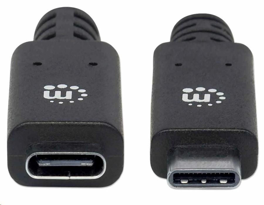Kábel Manhattan USB-C,  USB 3.1 Gen 2,  USB-C samec na USB-C samica,  10 Gb/ s,  5 A,  50 cm,  čierna0 