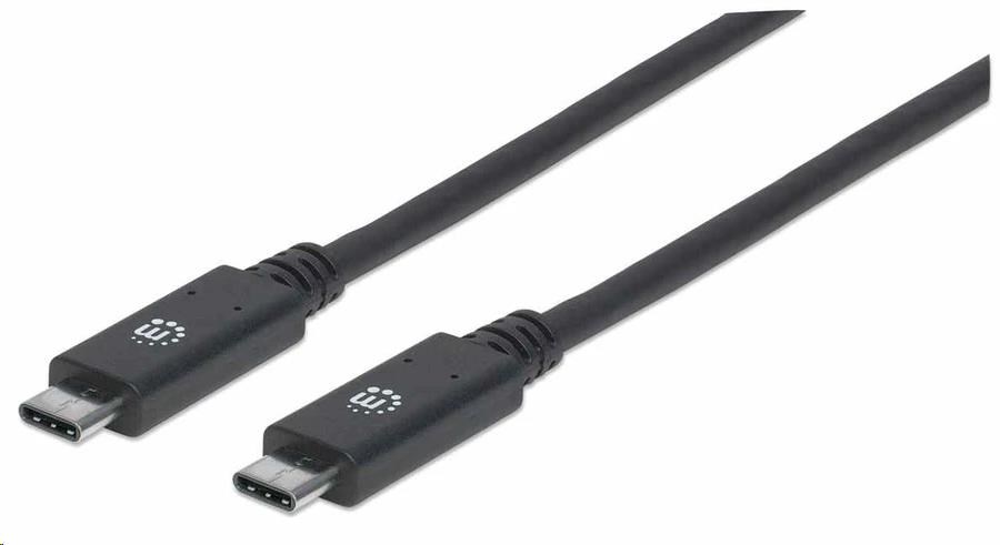Kábel Manhattan USB-C,  USB 3.1 Gen 2,  USB-C samec na USB-C samec,  10 Gb/ s,  5 A,  1 m,  čierna0 