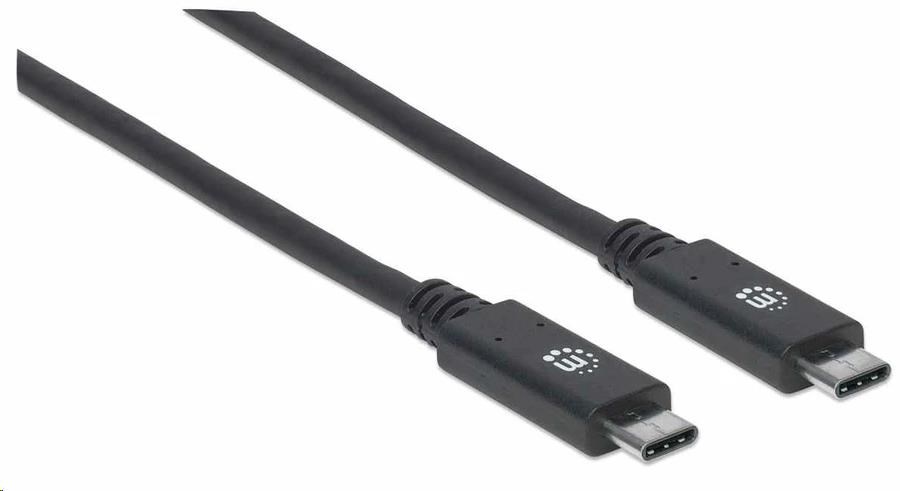 Kábel Manhattan USB-C,  USB 3.1 Gen 2,  USB-C samec na USB-C samec,  10 Gb/ s,  5 A,  1 m,  čierna1 