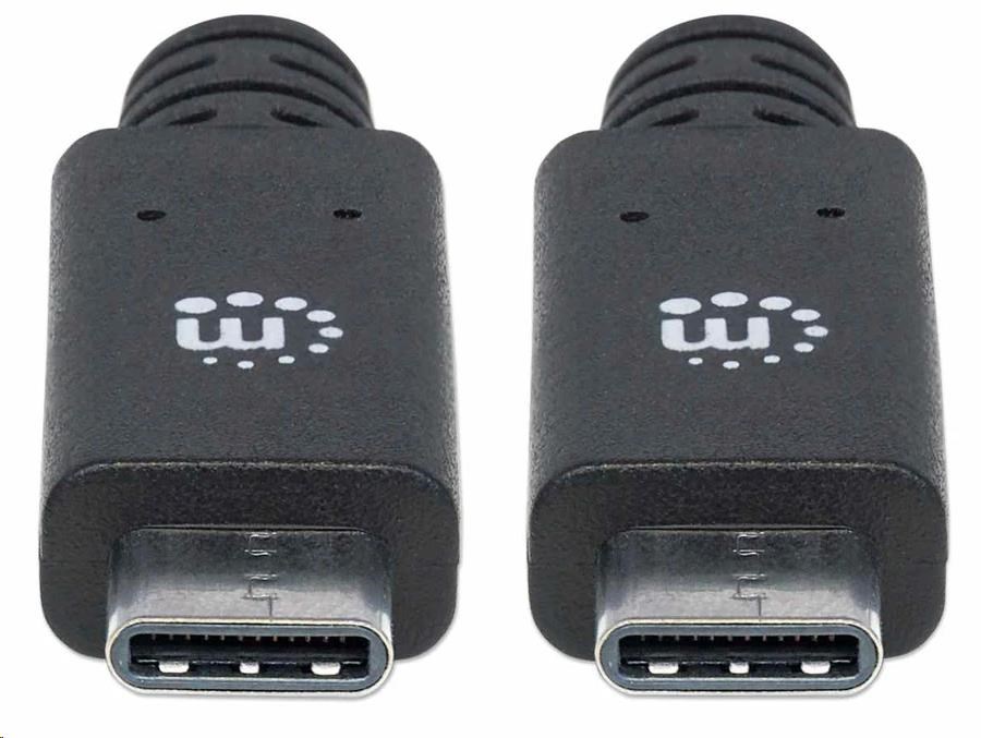 Kábel Manhattan USB-C,  USB 3.1 Gen 2,  USB-C samec na USB-C samec,  10 Gb/ s,  5 A,  1 m,  čierna2 