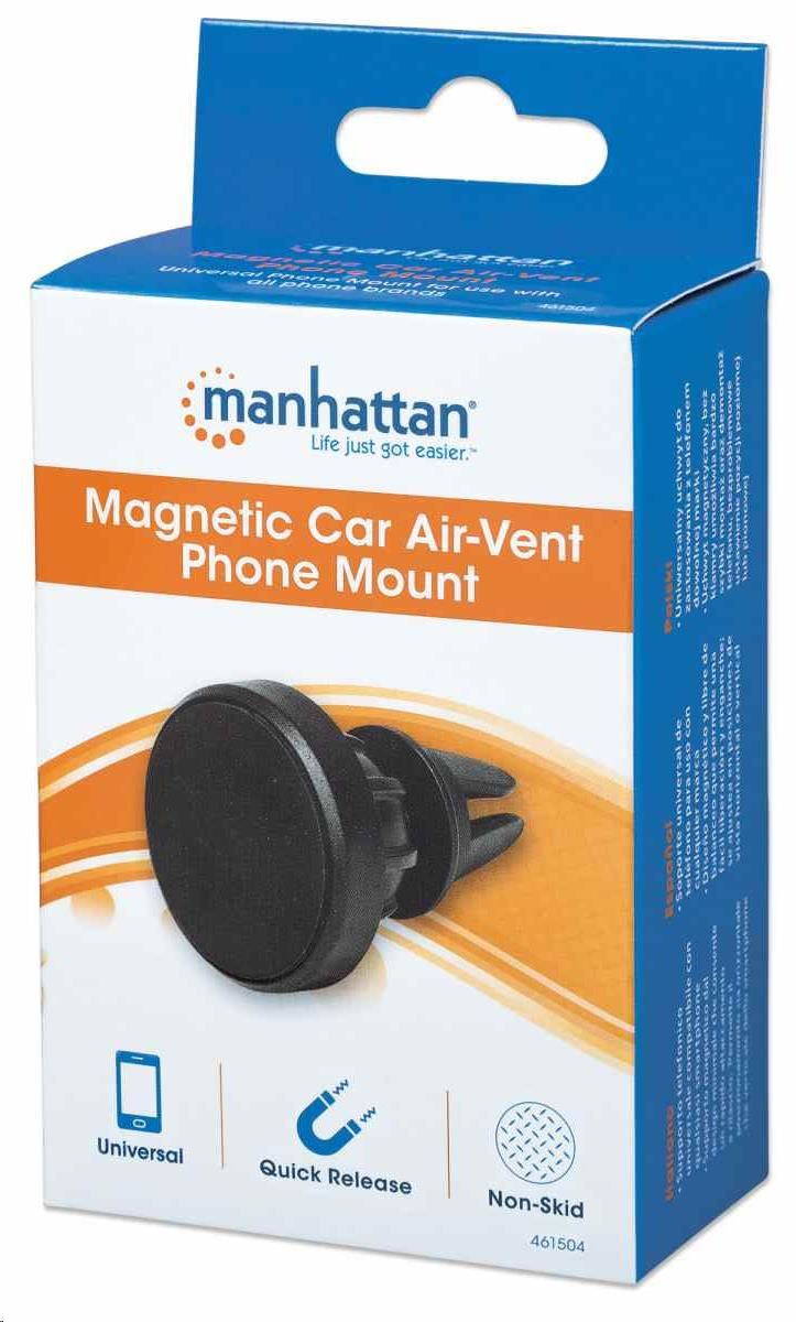 Držiak telefónu do auta Manhattan,  magnetický držiak telefónu do ventilácie v aute,  čierny0 