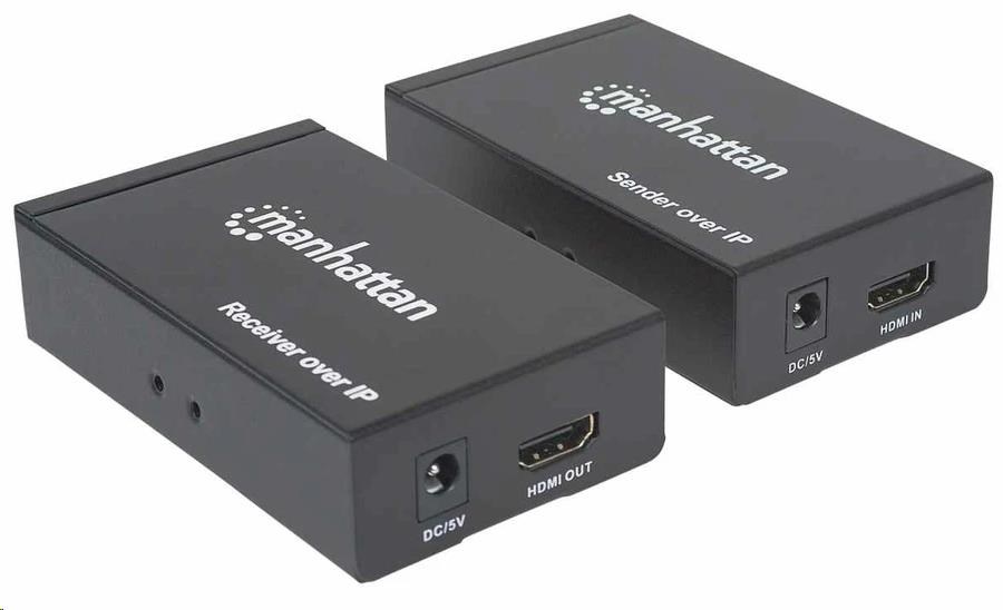 Manhattan HDMI Splitter,  predlžuje signál 1080p až na 120 m pomocou sieťového prepínača a jedného ethernetového kábla,  1 
