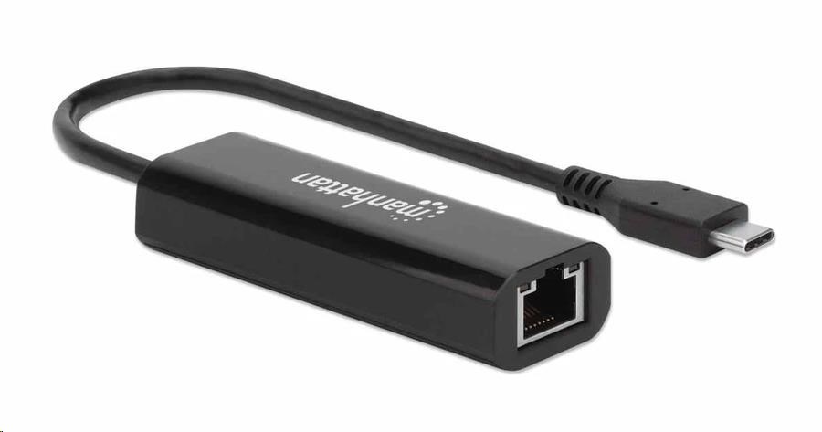 Adaptér Manhattan USB-C na 2.ethernet 5GBASE-T,  USB 3.2 Gen 1; 10/ 100/ 1000 Mbps & 2.5 Gb/ s,  čierna1 