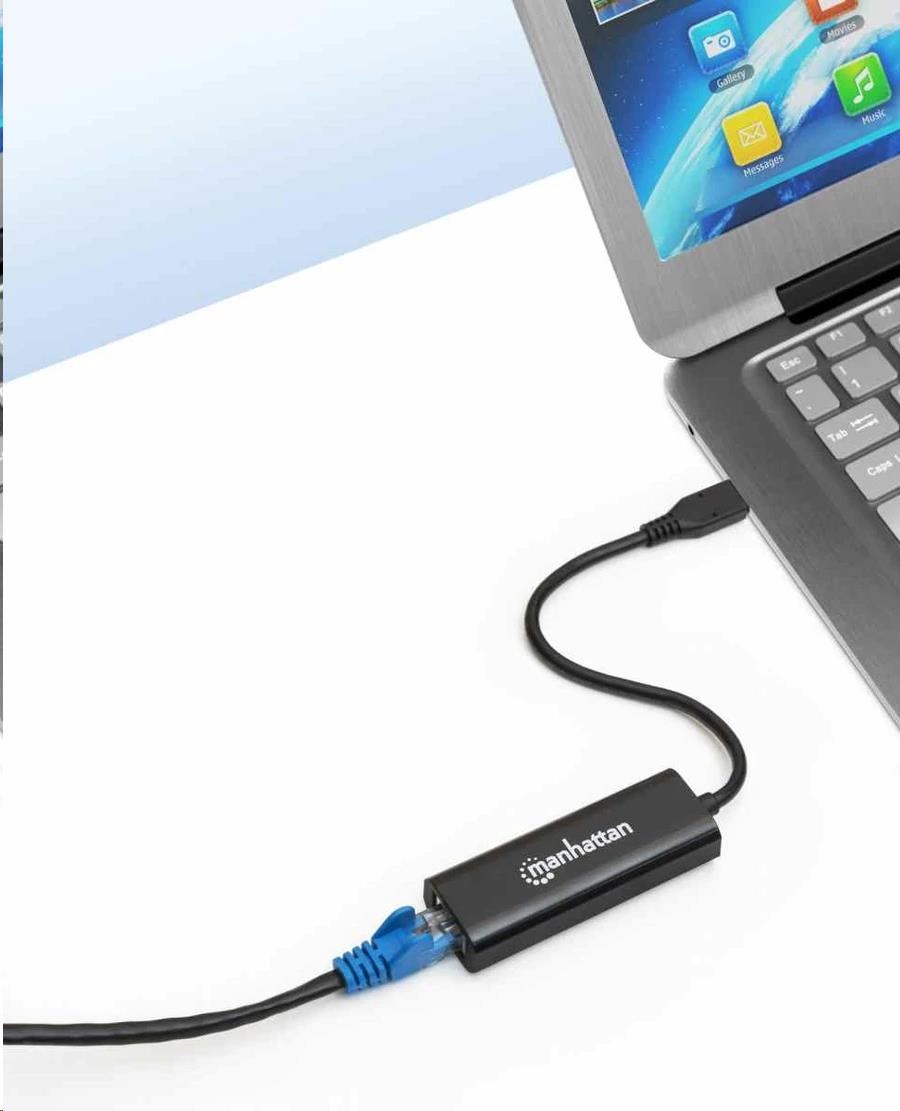 Adaptér Manhattan USB-C na 2.ethernet 5GBASE-T,  USB 3.2 Gen 1; 10/ 100/ 1000 Mbps & 2.5 Gb/ s,  čierna5 