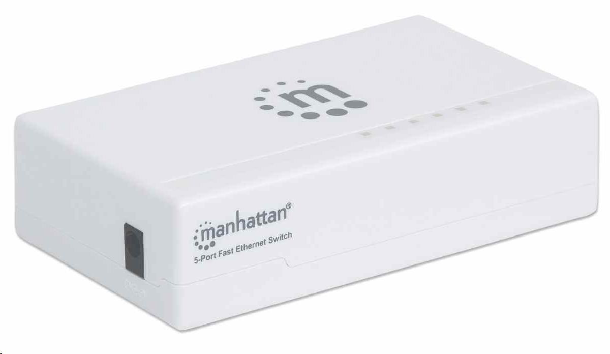 Manhattan Ethernet switch,  Ethernet switch,  veľkosť stolného počítača,  plast,  IEEE 802.3az,  biela1 