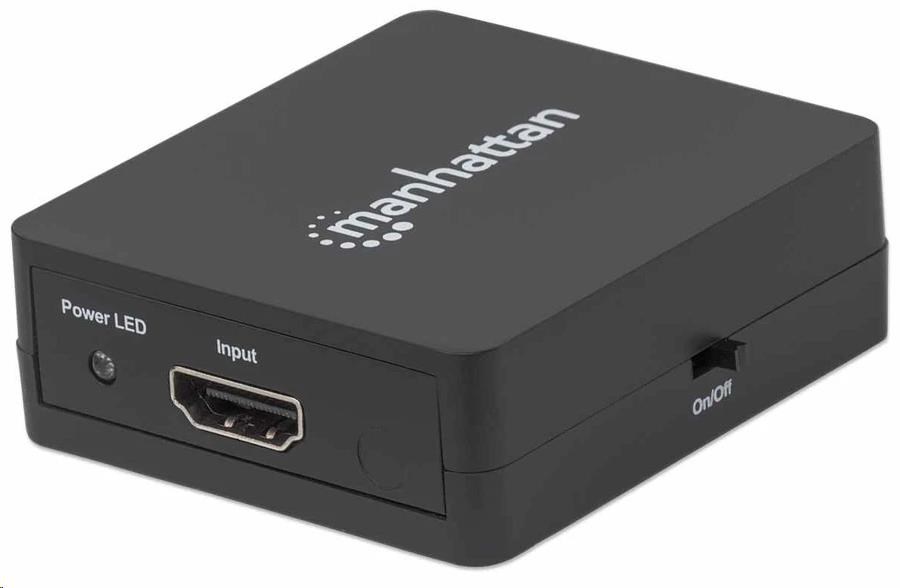 Manhattan HDMI Splitter,  1080p 2-portový HDMI Splitter,  napájanie USB,  čierny0 