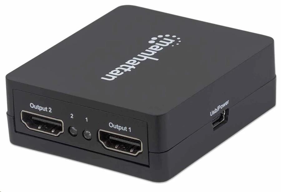 Manhattan HDMI Splitter,  1080p 2-portový HDMI Splitter,  napájanie USB,  čierny4 