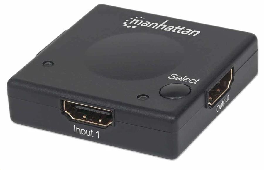 Manhattan HDMI Switch,  2-portový HDMI prepínač,  1080p,  čierny0 