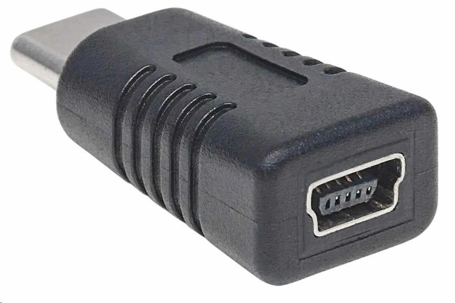 Adaptér Manhattan USB,  USB-C samec na USB Mini-B samica,  USB 2.0,  480 Mb/ s,  čierna5 