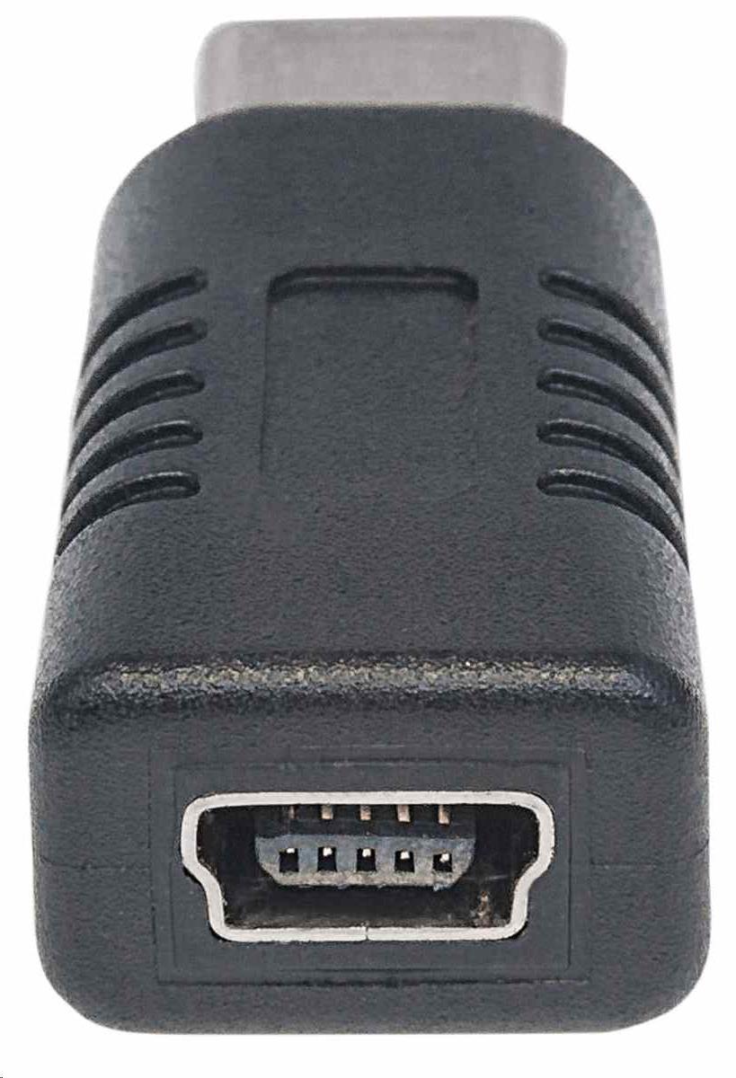 Adaptér Manhattan USB,  USB-C samec na USB Mini-B samica,  USB 2.0,  480 Mb/ s,  čierna6 