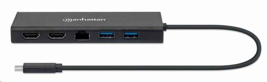 Adaptér Manhattan USB-C na duálny multiport HDMI,  USB 3.2 Gen 1,  čierna2 