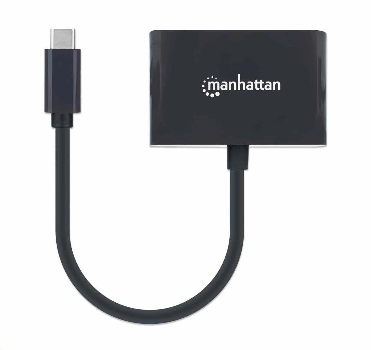 Prevodník Manhattan USB-C na VGA,  s portom Power Delivery,  čierny3 