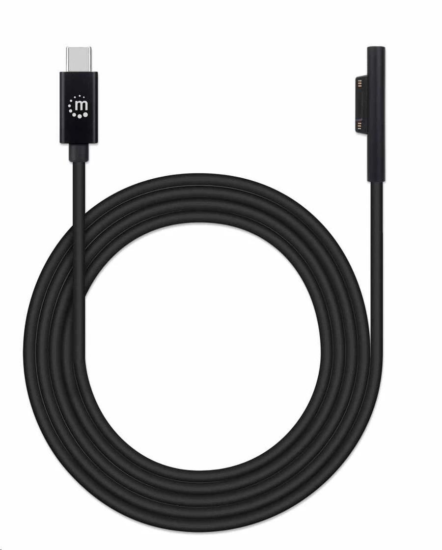 Manhattan nabíjací kábel,  nabíjací kábel Surface Connect k USB-C (M/ M),  15 V /  3 A,  1.8 m,  čierna2 