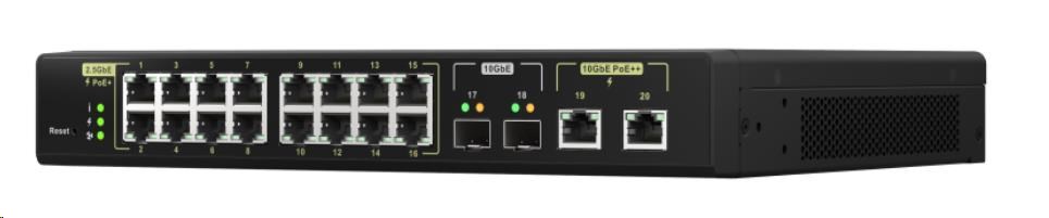 QNAP switch QSW-M2116P-2T2S (16x2, 5GbE, 2x10SFP+, 2x10GbE, 16xPoE+, 2xPoE++, 280W)2 