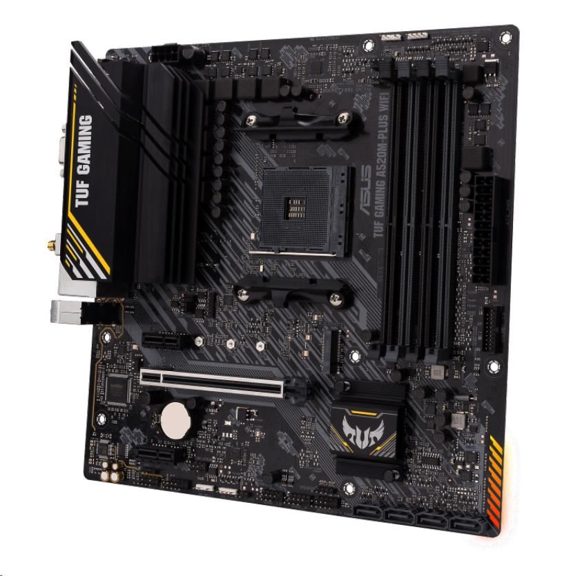 ASUS MB Sc AM4 TUF GAMING A520M-PLUS WIFI,  AMD A520,  4xDDR4,  1xDP,  1xHDMI,  VGA,  WI-FI,  mATX3 