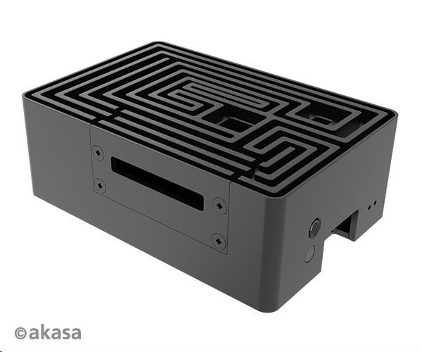Puzdro AKASA Maze Pro,  pre Raspberry Pi 4,  hliník,  čierne2 