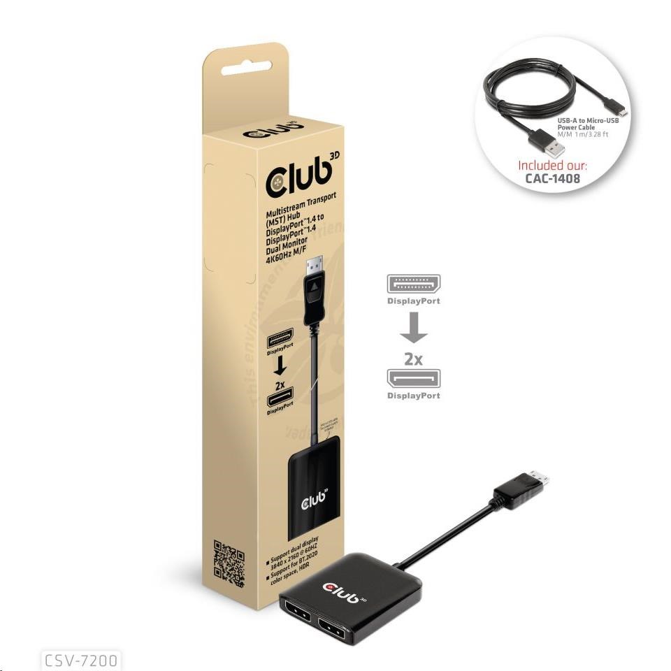 Club3D Hub MST USB-C na DisplayPort,  4K60Hz (M/ F)0 