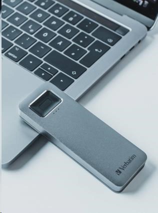 VERBATIM Externý SSD disk 1 TB,  Executive Fingerprint Secure SSD,  USB 3.2 Gen 1/ USB-C,  (W:356 MB/ s,  R:344 MB/ s),  sivá1 