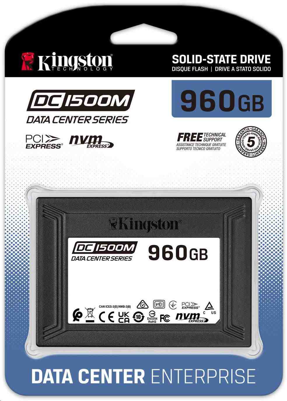 Kingston SSD 960GB SSD Data Centre DC1500M (Mixed Use) Enterprise U.2 podnikové disky SSD NVMe2 