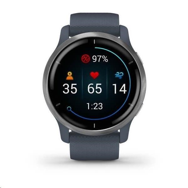 Garmin GPS sportovní hodinky Venu2 Silver/Granite Blue Band1 