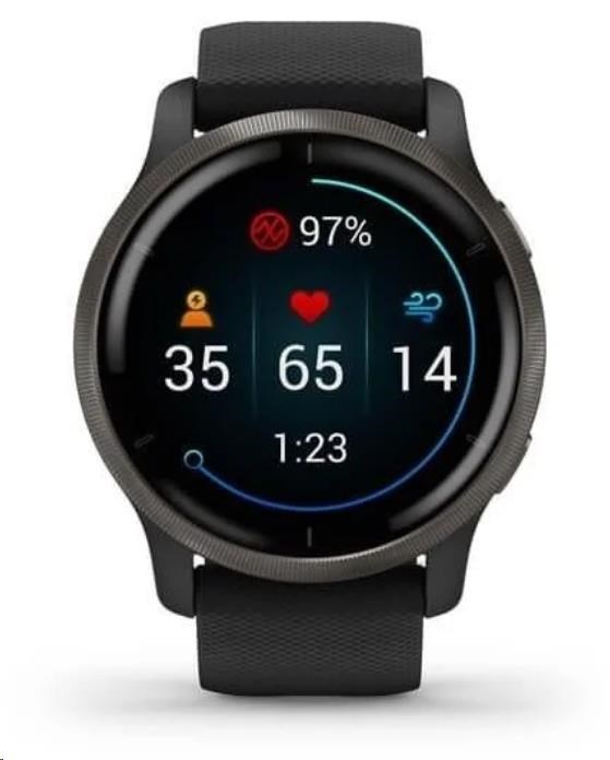 Garmin GPS sportovní hodinky Venu2 Slate/ Black Band,  EU5 