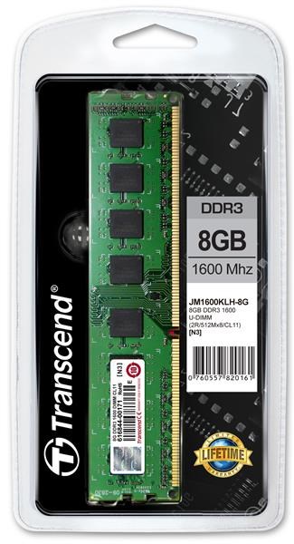 TRANSCEND JetRam™ DDR3 8GB 1600MHz DIMM,  512Mx8 CL11,  maloobchodný predaj0 