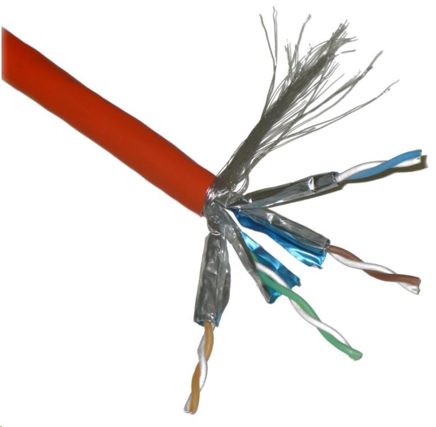 FTP TWIN kabel PlanetElite,  Cat6A,  drát,  4pár LS0H,  Dca,  oranžový,  100m2 