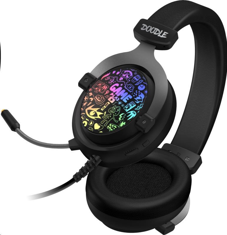 CONNECT IT DOODLE RGB herní sluchátka s mikrofonem, 2xJack+USB, černá1 